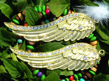 清仓促销 天使翅膀 单翼精灵 手机美容镶水钻diy贴钻素材 金色