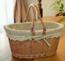 ZAKKA primary color food basket car basket bamboo basket bamboo basket wicker storage picnic basket basket egg basket portable rattan basket