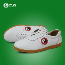 Qiao Shang Yin Yang fish Tai Chi shoes head layer leather beef tendon bottom new Tai Chi men's and women's exercise shoes sole non-slip