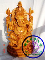 Indian crafts elephant nose wealth wood carving 20cm high workmanship