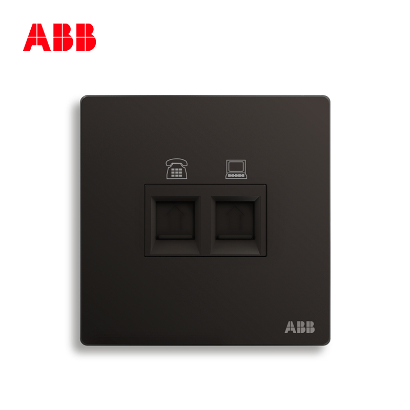 ABB switch socket Xuanzhi frameless star black two telephone / six computer network socket AF330-885