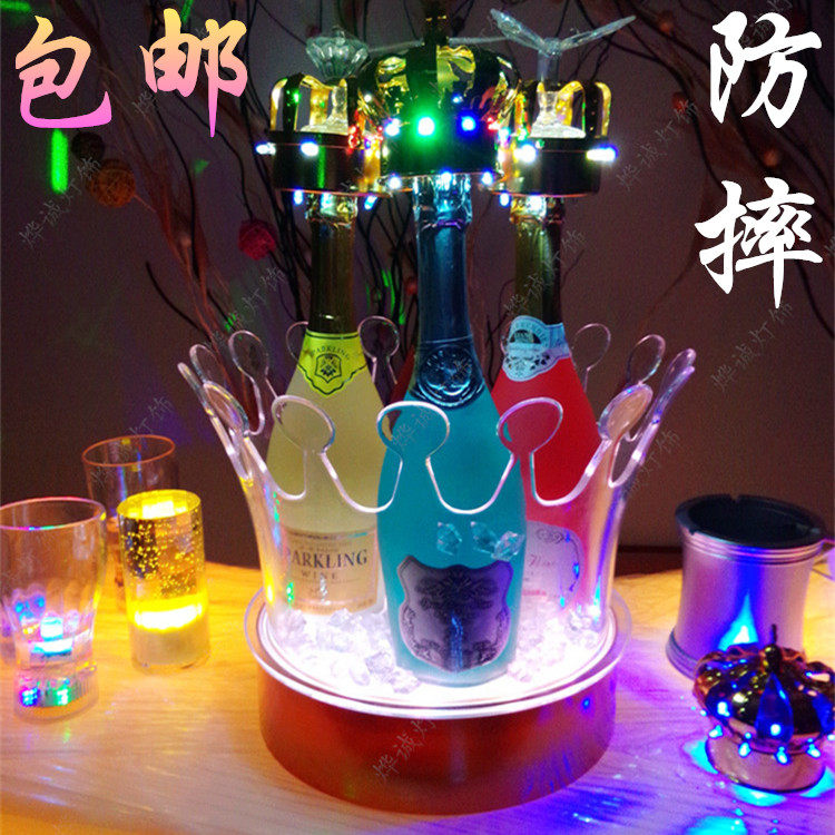 Ice bucket wine table colorful sparkling ice bucket champagne big bucket LED crown head ice bucket red wine barrel ice cube