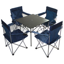 Portable outdoor folding table and chair set Camping barbecue self-driving beach table and chair combination Aluminum alloy table and chair