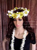  Hawaiian hula head garland dance props Beach accessories Hair accessories Hawaii flower headband