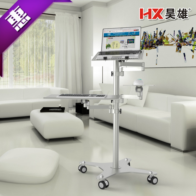 Notebook multi-function stand stand-up computer table autumn and winter bed head with the mouse keyboard rotation up and down