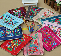 Ethnic embroidery Bell coin wallet card set bag Miao embroidery double-sided embroidery fabric zipper key storage bag