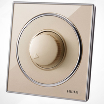 HKLG wall switch socket crystal champagne gold switch panel silver knob Governor speed control switch