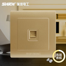 Ruihe Electric Single Phone Socket Type 86 Champagne Gold Wall Panel One Phone Information Weak Current Panel