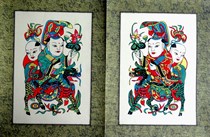 Wuqiang New Year Picture Picture Kirin Send a set of two childrens door god folk art boutiques