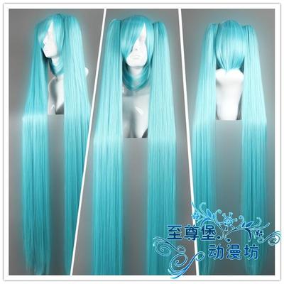 taobao agent Vocaloid, blue wig, green ponytail, cosplay, 120cm