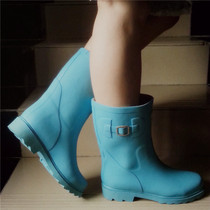 New direct export Japan Korea girl multicolor rain boots bright rain shoes medium tube fashion water boots overshoes
