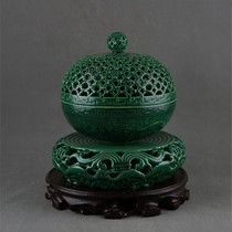 Qing Qianlong green glaze rotary hollow incense burner aromatherapy Jingdezhen antique porcelain antique ancient ornaments collection