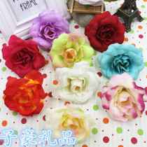 DIY emulated snow mountain rose head flower ring hairpin haircut accessories silk floral head flower brooch bag wedding dresses accessories 9CM