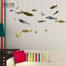 Creative hotel shopping mall restaurant sales office aerial hanging fish decorative art hanging sardine group decoration pendant