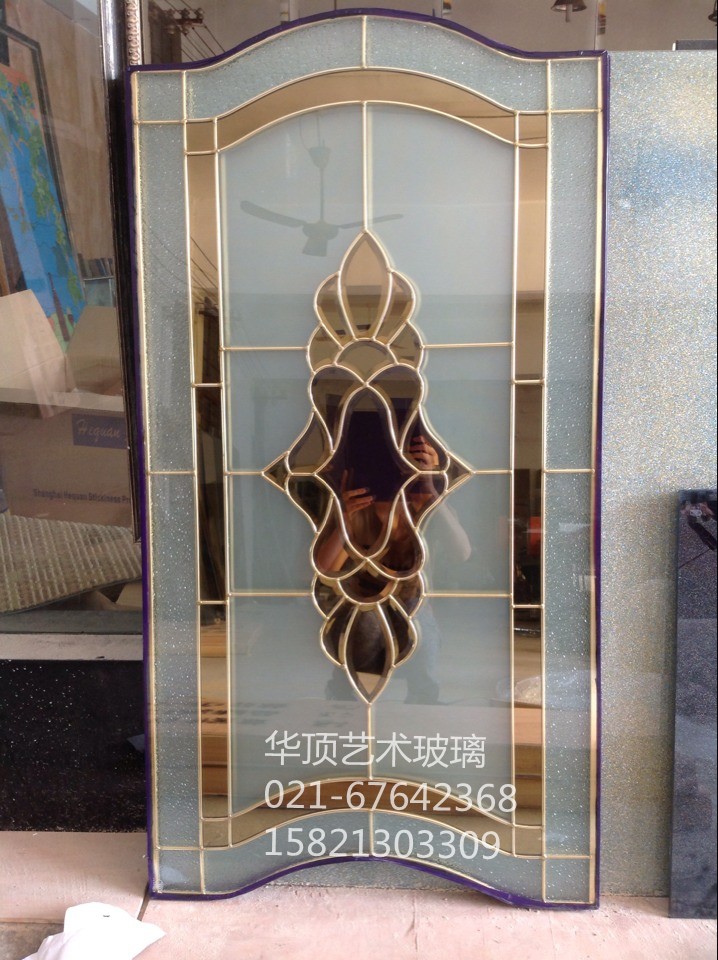 Huading hollow copper bar glass three-layer glass double-sided tempered inlaid art glass wooden door glass door core