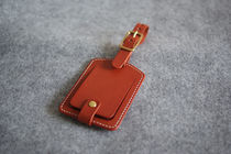 Pure hand made herz paragraph deep brown plant tannic leather documents clip luggage cards