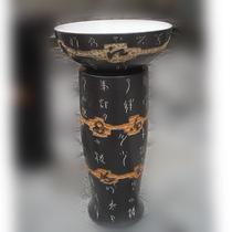 Jingdezhen ceramic washbasin set table top mirror frame fashion beautiful dark black porcelain washbasin