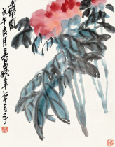 Art micro-spray Wu Changshuo Wuwu gold belt circumference 40x51cm