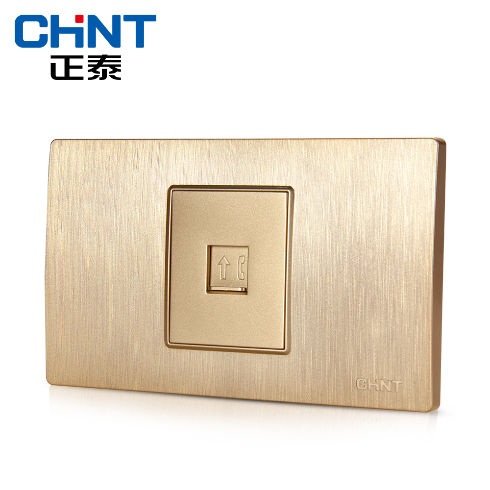 NEW5D Wire Drawing Gold Embedded Steel Frame One Telephone Socket for Zhengtai Electrical 118 Switch Socket