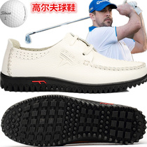 Leather golf shoes head layer cowhide golf sports shoes 47 plus size mens professional anti-skid casual shoes
