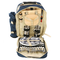 Outdoor multifunctional insulated refrigerator bag portable multi-person picnic bag double shoulder back picnic bag with tableware