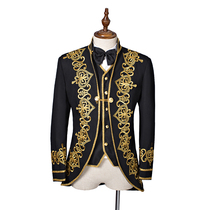 Suit mens dress court suit mens suit studio costume opera European court dress black gilt embroidery