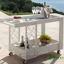 Hotel restaurant multifunctional double-layer cart outdoor courtyard garden trolley cafe Mobile Wine dining car