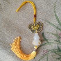 Ming Mantra White Jade Gourd Unloading Five Emperors Money Pendant Town House Gate Chong Bao Gathering Gas