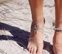 H0036 European and American fashion retro National style hollow turquoise water drop anklet foot decoration Anklets