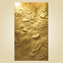 Artificial sandstone relief wall hanging decorative cultural fossil wall hanging three-dimensional custom sandstone background wall sunflower