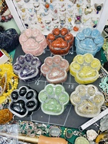 Special price 10 yuan Nordic natural crystal gravel drop glue cute cat claw jewelry storage box degaussing decoration