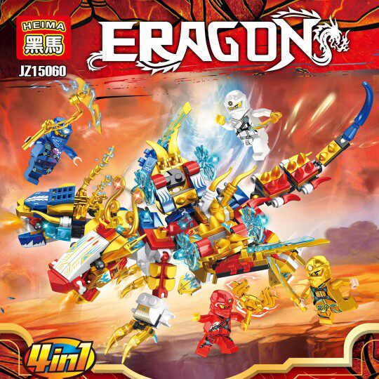 Dark Horse 15060 Gold Ninja Put Brick 4 Body Dragon compatible with Lego Kids Puzzle Stitching Toy Man