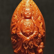 Olive nuclear carving boutique big seed masterpiece pure hand play carving boy Guanyin Bodhisattva single seed