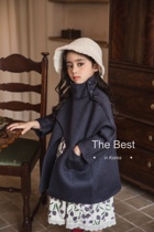 Korean childrens clothing 2021 autumn and winter double-sided cashmere coat coat women childrens plus size 150160 parent-child thickened warm