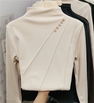 Delong cationic base shirt female self-heating semi-high collar t-shirt women long sleeve autumn and winter slim warm inner top