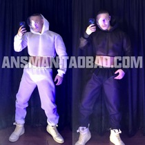 ds costume dj bar group B gogo costume men's suit black and white perspective hip hop sexy dance costume stage outfit