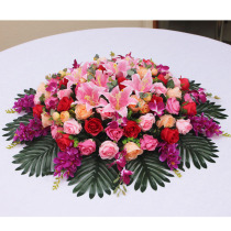 Simulation Table Flower Restaurant Large Round Table Turntable Middle Decoration Flower Round Pendulum Table Flower Business Banquet Silk Floral