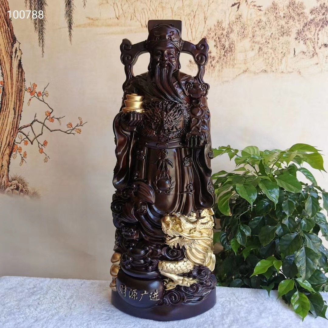 Ebony wood carving source of wealth into the station dragon wealth god crafts set pieces redwood town house for the Buddha to open gifts