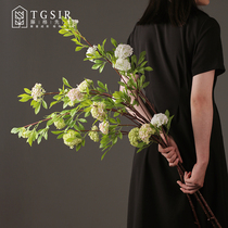 Simulation Flowers Wood Ben Snowball Living-room TV Cabinet High Branches Ground Fake Flowers Furnishing Table Soft Decorated Flower Arrangement Small Embroidered Ball