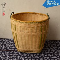 Xiangxi handmade bamboo basket small large basket household garden kitchen storage basket supermarket display basket with cover bamboo plaque
