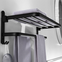 Punch-free European towel rack bath towel rack space aluminum black toilet shelf wall hanging bathroom pendant set
