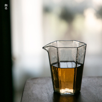 Japanese-style glass hexagonal Road Cup minimalist handmade hammer thickened heat-resistant High Borosilicate tea divider tea uniform tea cup