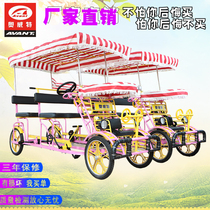 Net red one-wheel double-row bicycle brand bicycle Double four-person four-wheel multi-person attraction sightseeing