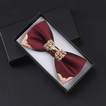 Metal horn butterfly piece fashion male and female groom best man wedding gift burgundy black dark blue bow bow tie
