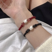 Original knitting handrope kitty cat 999 football silver male and female common couple a pair of girlfriends bracelet gifts