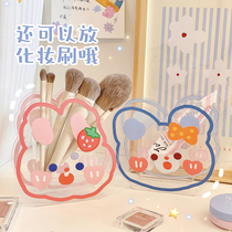 Creative acrylic transparent pen container cute desktop decoration girl heart cartoon student makeup brush storage box vase