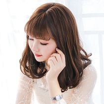 Tianmei wig female short hair Short curly pear flower head Medium long curly hair Big waves sweet cute clavicle hair fake headgear