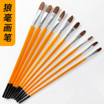 6 sets of acrylic gouache watercolor Pen art brush 826 wolves water powder oil brush yellow Rod single