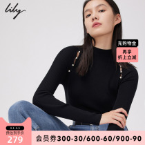 LILY winter new womens dress soft full cotton wool trendy hollowed-out round collar multicolored wool cardiovert sweater