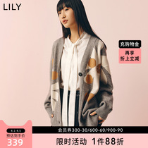 (LOVE capsule series) LILY2022 Spring new bead sheet embroidered knitted cardiovert loose sweater jacket woman